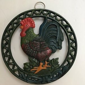 Painted Cast Iron Rooster Trivet Wall Hanging